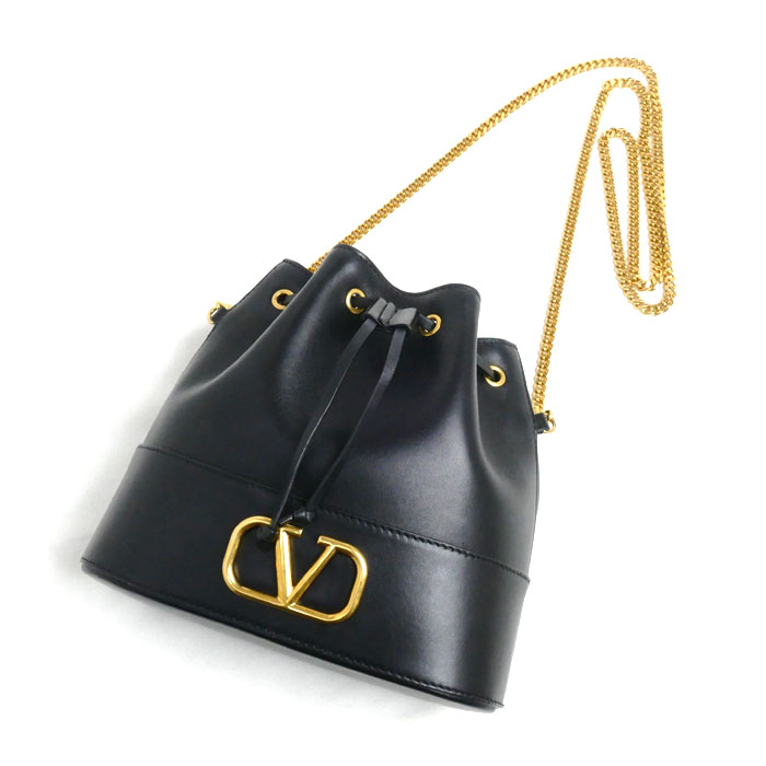 Valentino Garavani ヴァレンティノ・ガラヴァーニ Vロゴ シグネチャー ミニ バケットバッグ ショルダーバッグ ブラック 5W2P0T83HPE 0NO レディース【中古】