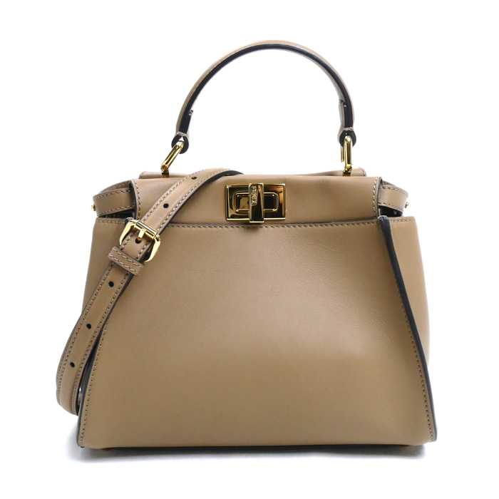FENDI フェンディ ピーカブー ミニ 2Wayショルダーバッグ サンド/ベージュ系 8BN244 AQ09 F1IR8 レディース【中古】【美品】