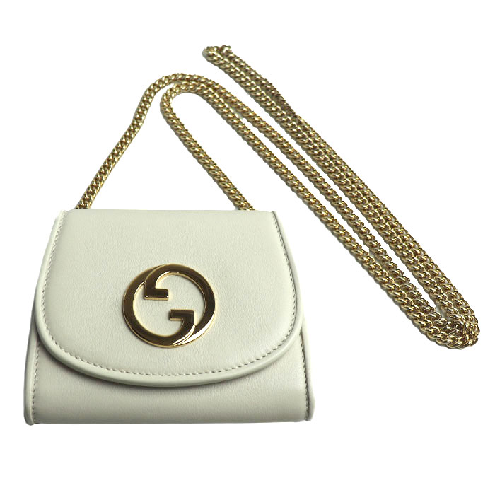 GUCCI グッチ インターロッキングG ブロンディ ミディアム チェーンウォレット ショルダーバッグ ホワイト 725219 未使用 買取品