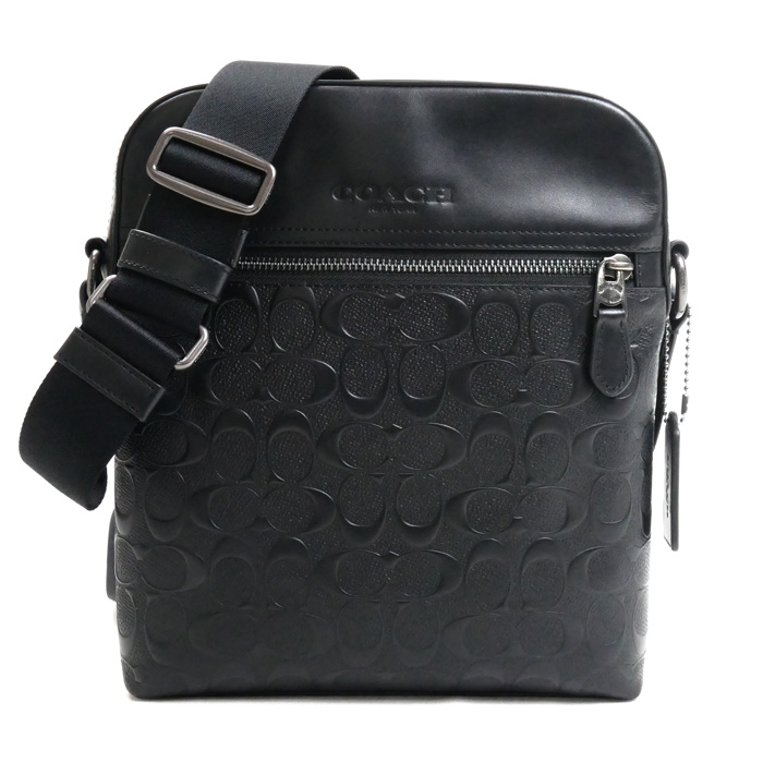 COACH コーチ ヒューストン フライト シグネチャー ショルダーバッグ ブラック 4009QBBK メンズ【中古】【美品】
