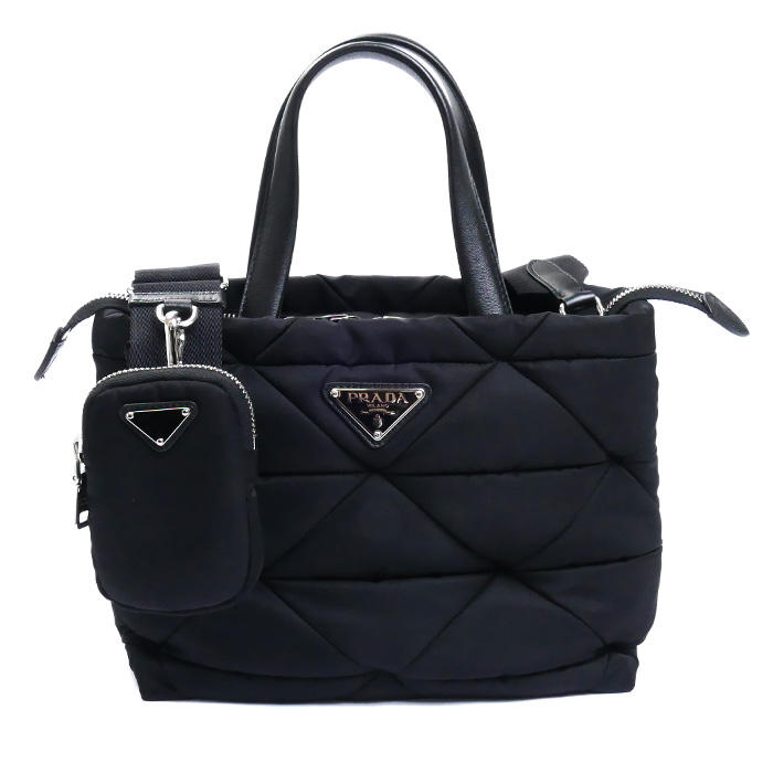 PRADA プラダ ミニ パテッド Re-Nylon トートバッグ ブラック 1BG373 RDJN F0002 レディース【中古】【美品】