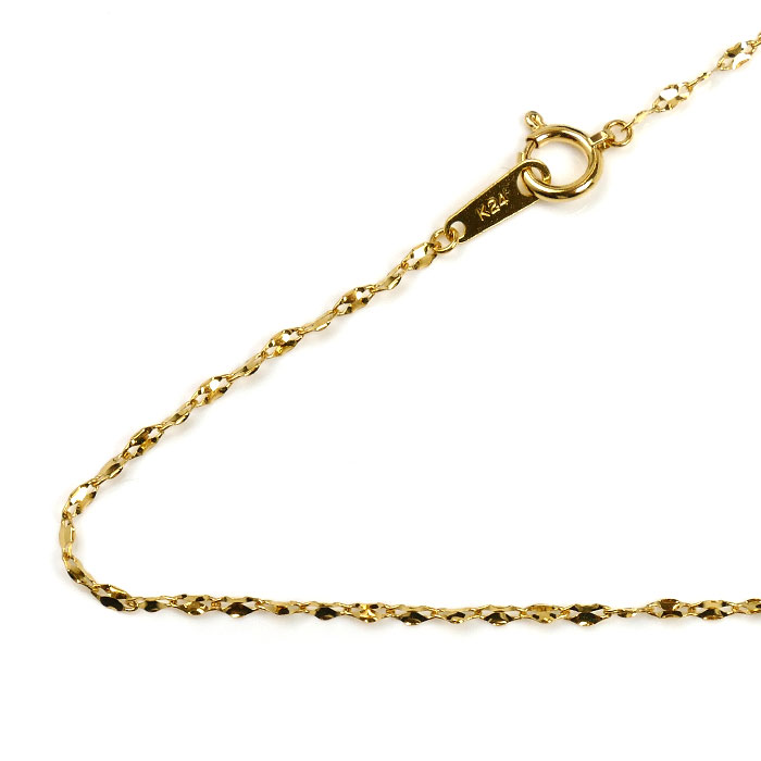 K24YG イエローゴールド デザイン ネックレス 1.3g 45cm【中古】【美品】