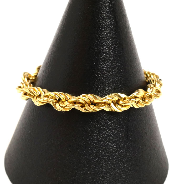 K18YG イエローゴールド ロープ リング・指輪 22号 0.8g ユニセックス【中古】