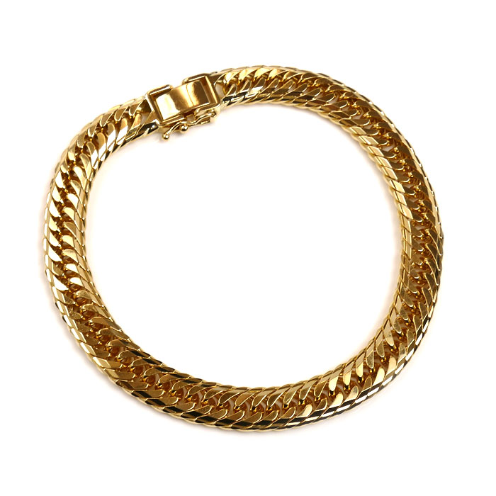 K18YG イエローゴールド ブレスレット 喜平14面トリプルカット 30.5g 20cm メンズ【中古】