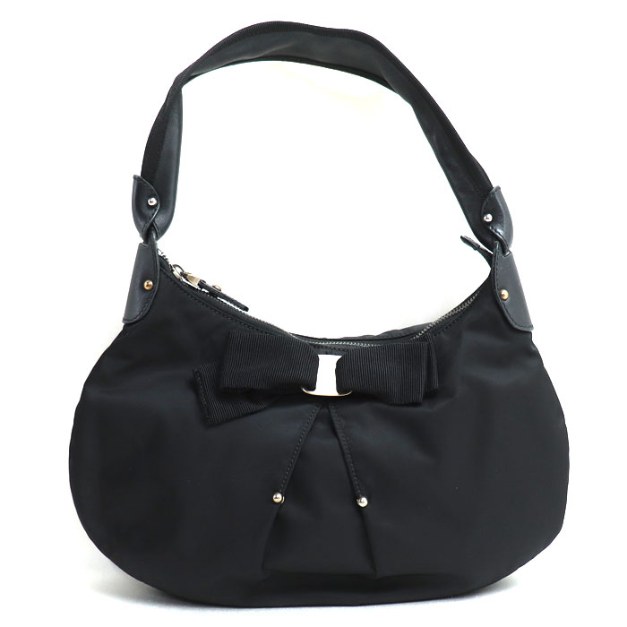 Salvatore Ferragamo サルヴァトーレフェラガモ ヴァラ リボン ワンショルダー ショルダーバッグ ブラック EZ21-B667 ワンショルダー レディース【中古】