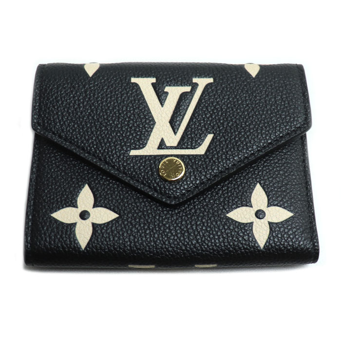 LOUIS VUITTON ルイ・ヴィトン ポルトフォイユ ヴィクトリーヌ 三つ折り財布 バイカラーアンプラント ブラック M80968  レディース【未使用】【買取品】