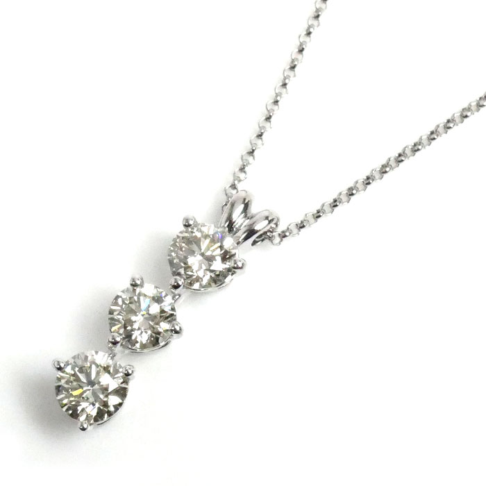 Pt900/850 ネックレス ダイヤモンド1.0ct 3.8g ～45cm フリーチェーン レディース【中古】