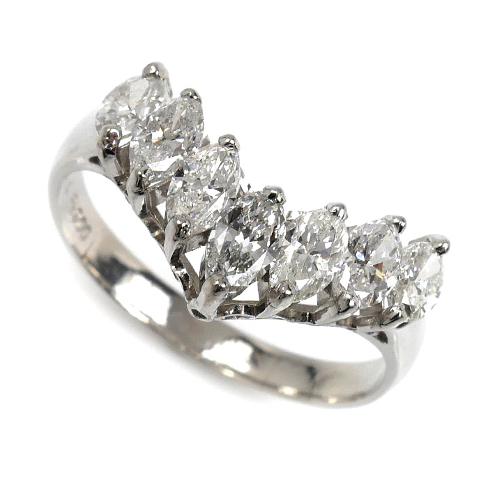 Pt900プラチナ リング・指輪 ダイヤモンド1.54ct 20.5号 5.7g V字 レディース【中古】
