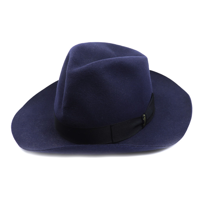 Borsalino ボルサリーノ アレッサンドリア ハット ネイビー 60 フエルト メンズ【中古】