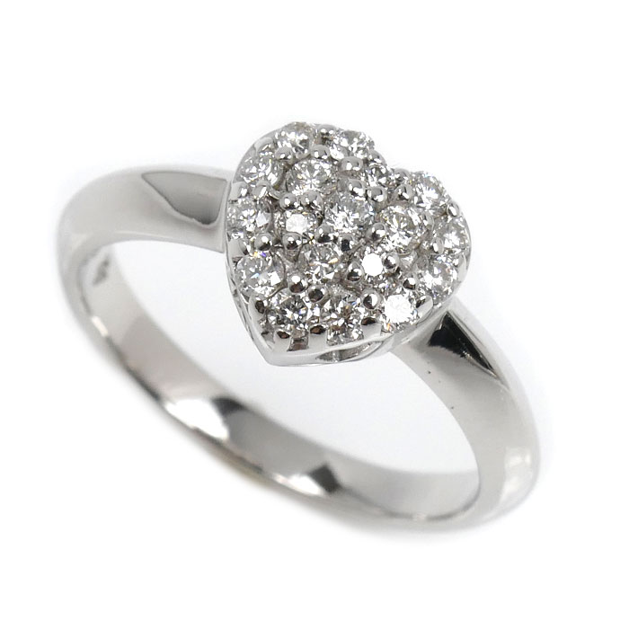Ponte Vecchio ポンテヴェキオ K18WG ホワイトゴールド ハート リング・指輪 ダイヤモンド0.30ct 10号 3.8g レディース【中古】【美品】