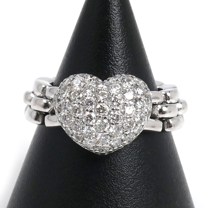 Ponte Vecchio ポンテヴェキオ K18WG ホワイトゴールド ハート リング・指輪 ダイヤモンド0.90ct 12.5号 10.8g レディース【中古】【美品】