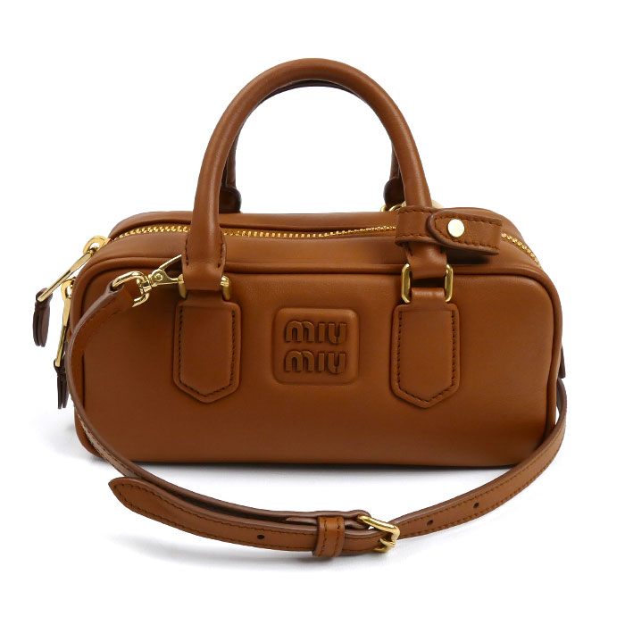 MIUMIU ミュウミュウ アルカディ レザーバッグ レギュラー 2Wayショルダーバッグ ブラウン 5BB142 ARC3 F0046 V OON レディース【中古】【美品】