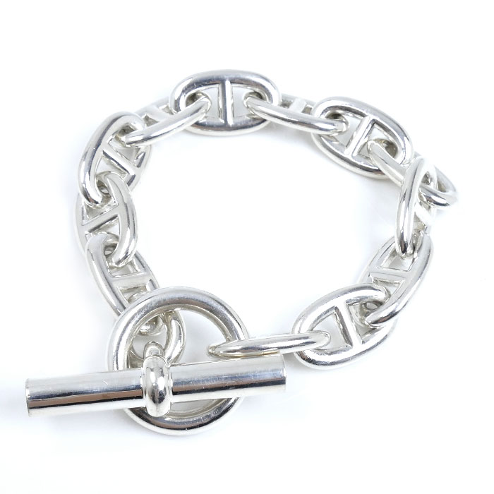 HERMES エルメス シルバー925 シェーヌダンクル TGM 12コマ ブレスレット 108.5g 22cm メンズ【中古】