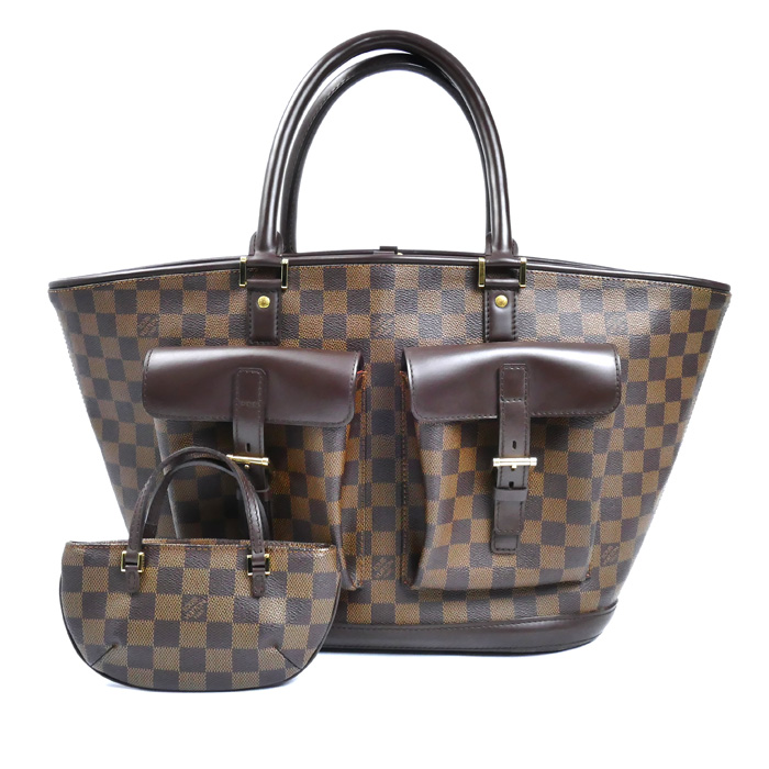 LOUIS VUITTON ルイ・ヴィトン マノスクGM トートバッグ ダミエ ブラウン N51120 レディース【中古】