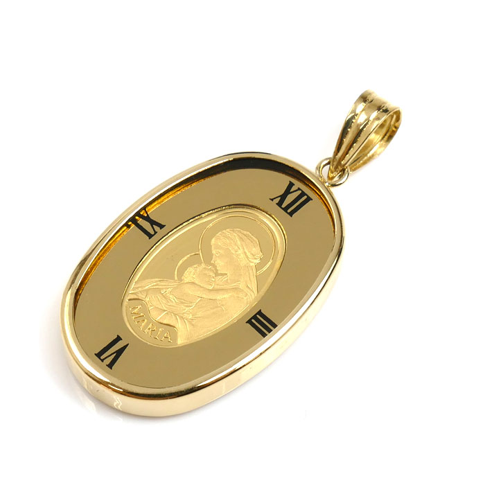 K24YG/K18YG MARIA 1g ペンダントトップ 5.1g 両面ガラス入り レディース【中古】