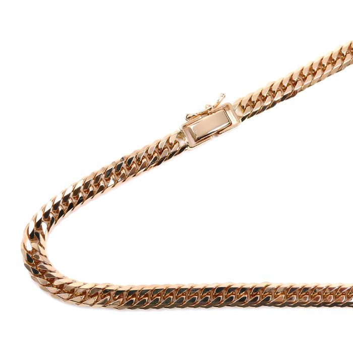 K18PG ピンクゴールド ネックレス 喜平6面Wカット 50.3g 50cm メンズ【中古】【美品】