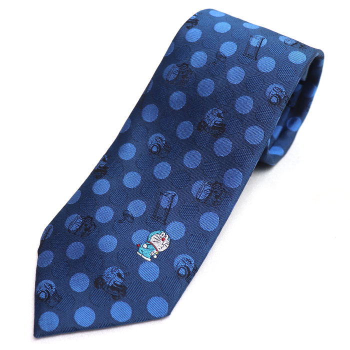DORAEMON ドット柄 ネクタイ ブルー【中古】