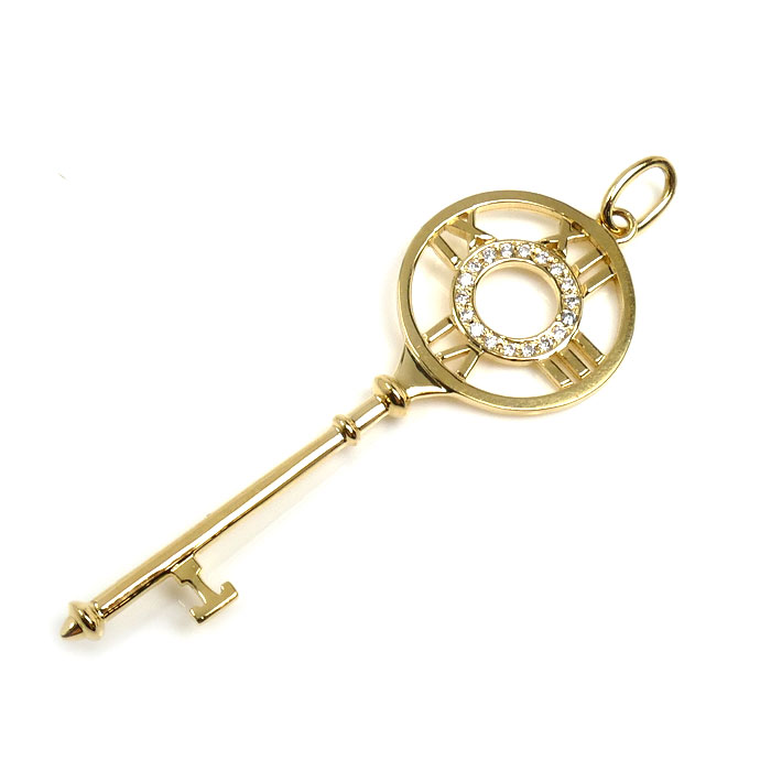 K18YG イエローゴールド キーモチーフ ペンダントトップ ダイヤモンド0.09ct 3.0g レディース【中古】