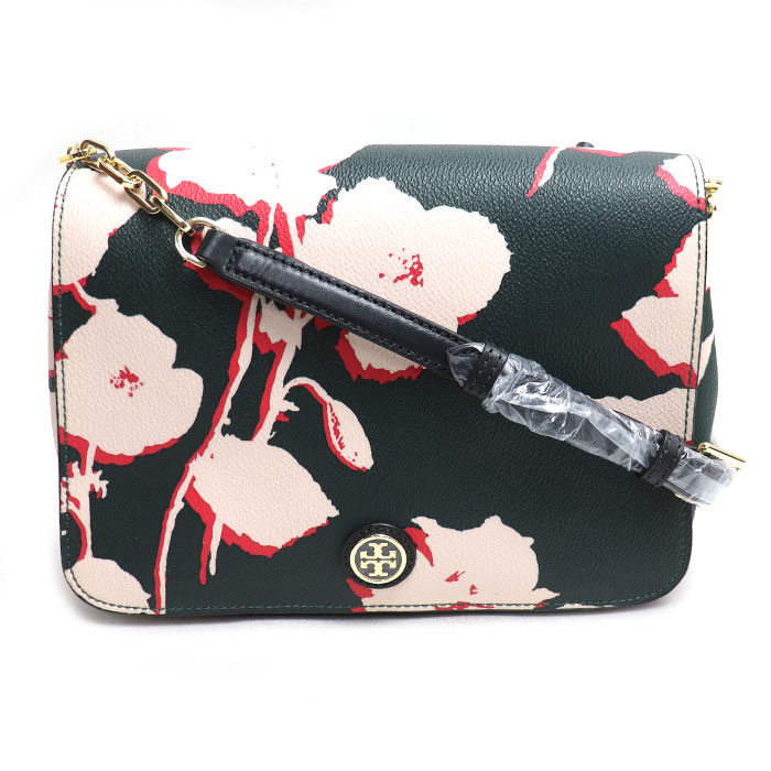 Tory Burch トリーバーチ フラワープリント ショルダーバッグ グリーン レディース【中古】【美品】