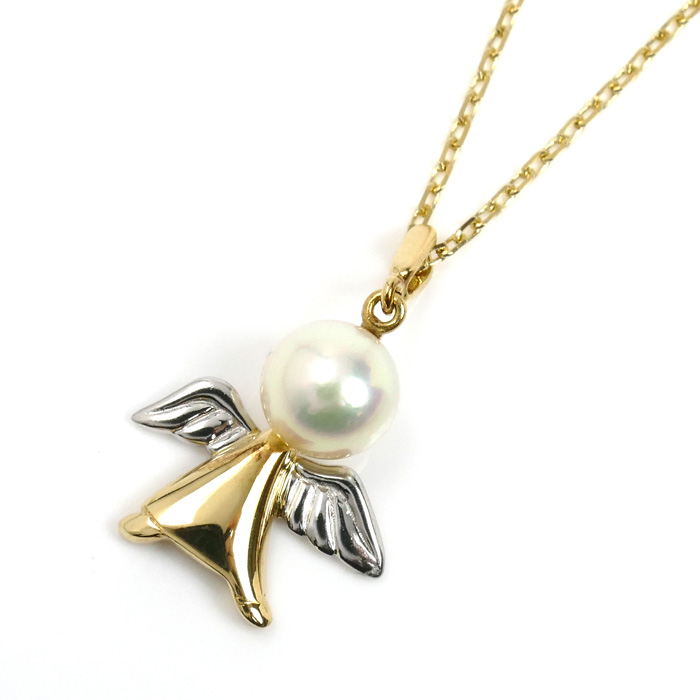 MIKIMOTO ミキモト K18YG/Pt950 パール ネックレス パール約6.6mm 3.7g 40cm レディース【中古】【美品】