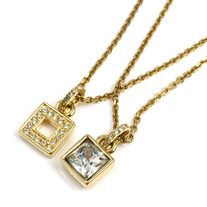 SWAROVSKI スワロフスキー GP ラインストーン 2連 ネックレス ～44cm レディース【中古】