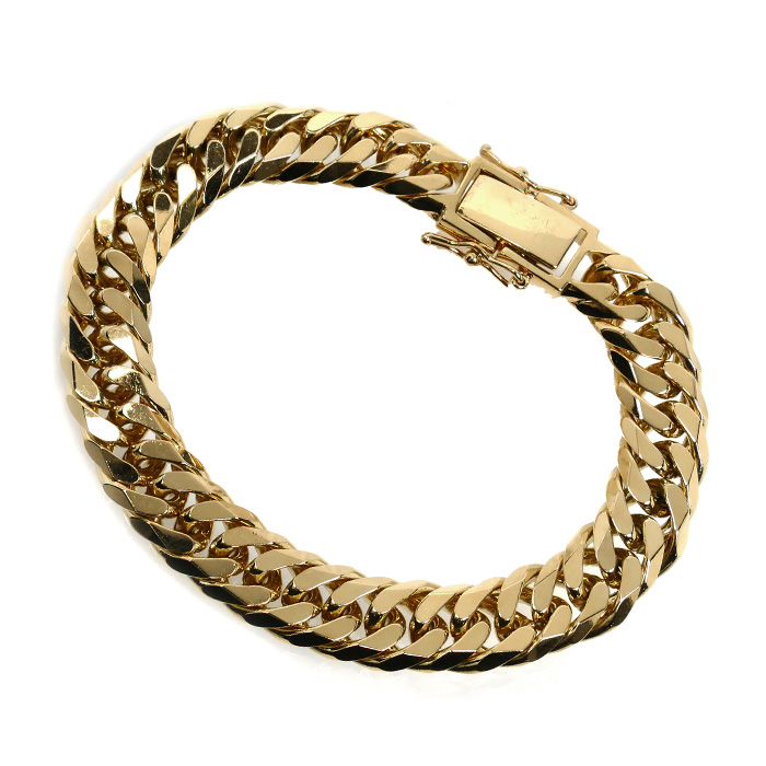 K18YG イエローゴールド ブレスレット 喜平6面Wカット 51.6g 18cm メンズ【中古】