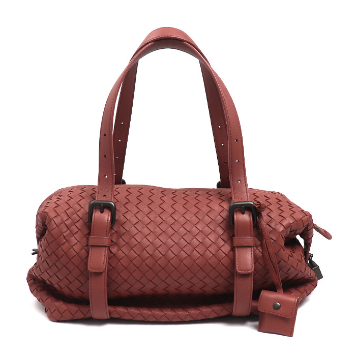 BOTTEGAVENETA ボッテガヴェネタ イントレチャート ミニボストン ボストンバッグ アカチャ（ブラウン系） 272801 レディース【中古】