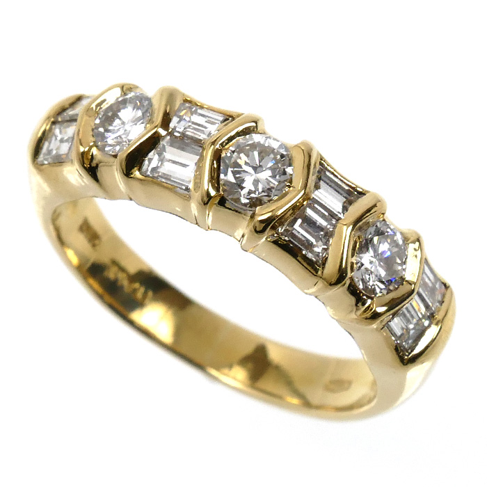 K18YG イエローゴールド ダイヤ リング・指輪 ダイヤモンド 11号 5.3g レディース【中古】