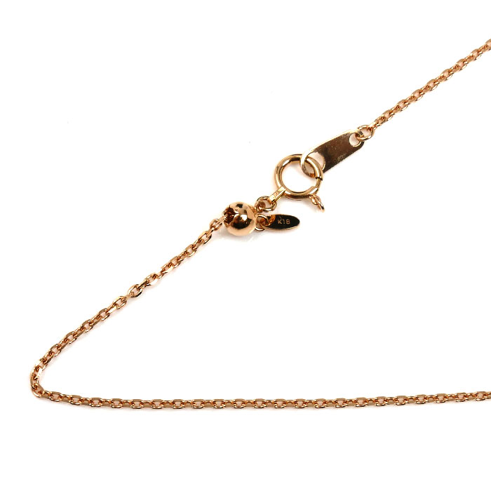 K18PG ピンクゴールド ネックレス 小豆 3.5g ～50cm フリーチェーン レディース【中古】【美品】