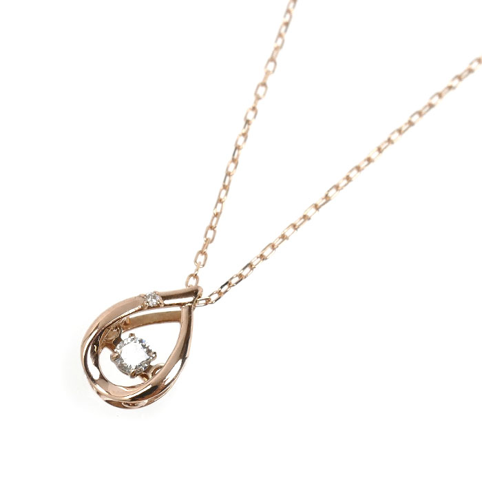 K10PG ピンクゴールド ネックレス ダイヤモンド0.055ct 0.9g 40cm ダンシングダイヤ レディース【中古】