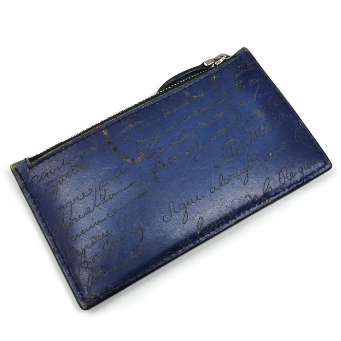 Berluti ベルルッティ カリグラフィー コア マキシ スクリットレザー カードケース フラグメントケース ブルー メンズ【中古】