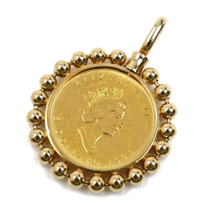 K24YG/K18YG メイプルリーフ1/10OZ ペンダントトップ 5.5g 1993 ユニセックス【中古】