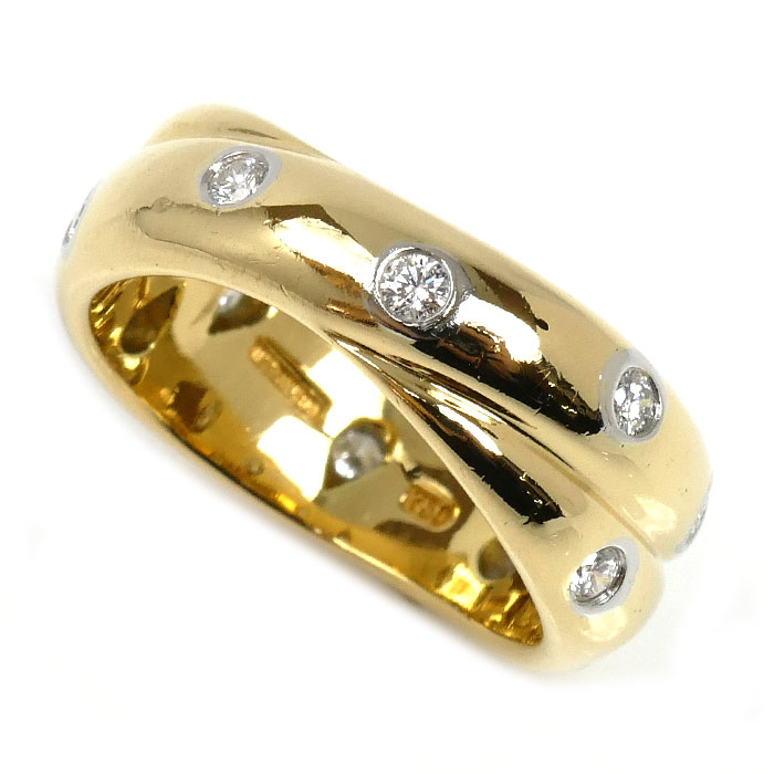 TIFFANY&Co. ティファニー K18YG/Pt950 ドッツ リング・指輪 ダイヤモンド 10号 8.6g レディース【中古】