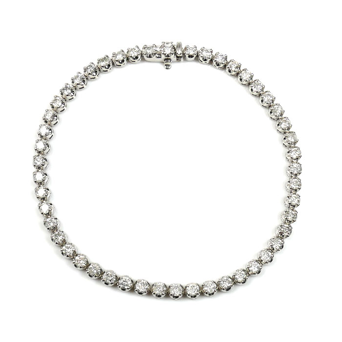 Pt850プラチナ テニス ブレスレット ダイヤモンド3.00ct 13.4g 18.0cm レディース【中古】