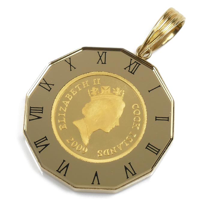 K24YG/K18YG クック諸島1/20OZ ペンダントトップ 7.0g 両面ガラス 2009 ユニセックス【中古】