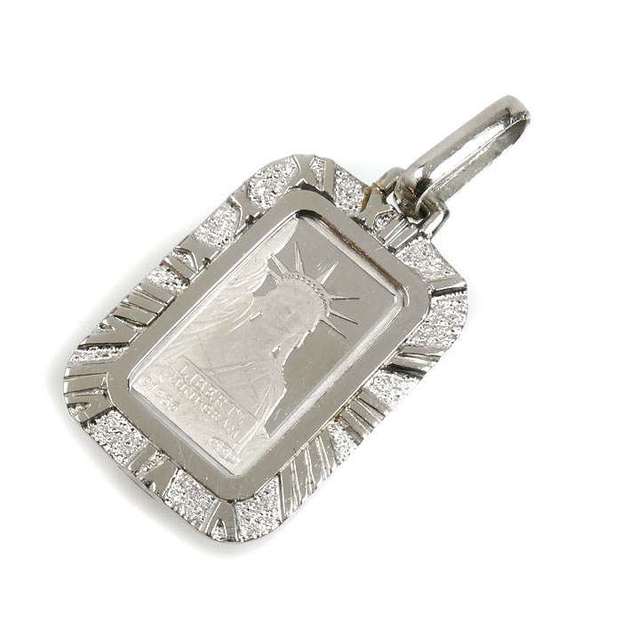 Pt999.5/900 1gインゴット ペンダントトップ 4.1g ユニセックス【中古】