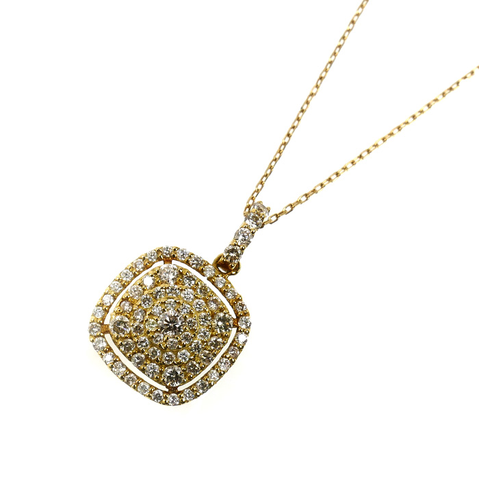 K18YG イエローゴールド ネックレス ダイヤモンド0.40ct 1.7g 40cm レディース【中古】