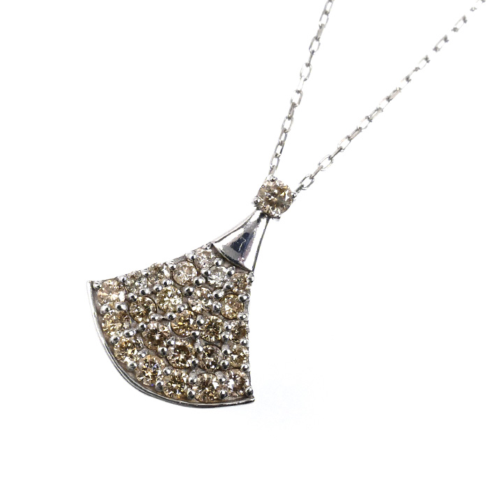 K18WG ホワイトゴールド ネックレス ダイヤモンド0.30ct 1.0g 45cm 扇 レディース【中古】