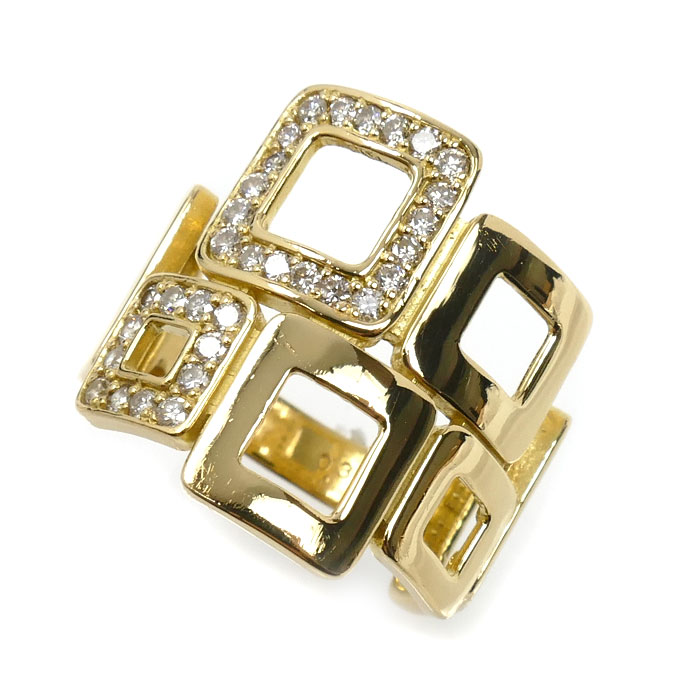 K18YG イエローゴールド リング・指輪 ダイヤモンド0.32ct 9号 4.3g レディース【中古】