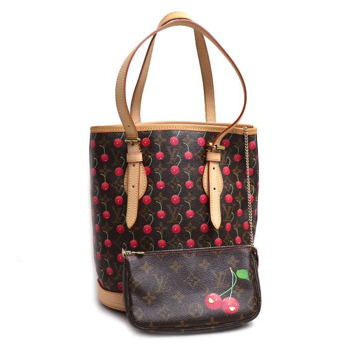 LOUIS VUITTON ルイ・ヴィトン バケットPM トートバッグ モノグラムチェリー M95012 レディース【中古】【美品】