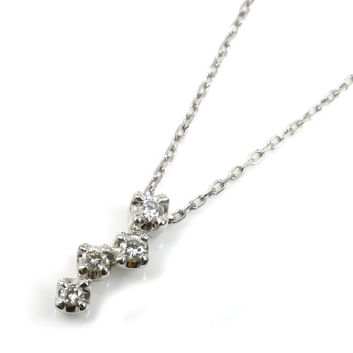 4℃ ヨンドシー Pt850プラチナ ネックレス ダイヤモンド 1.9g 40cm レディース【中古】