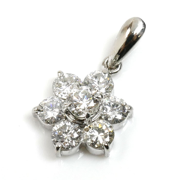 Pt900プラチナ ペンダントトップ ダイヤモンド1.01ct 1.4g フラワー レディース【中古】