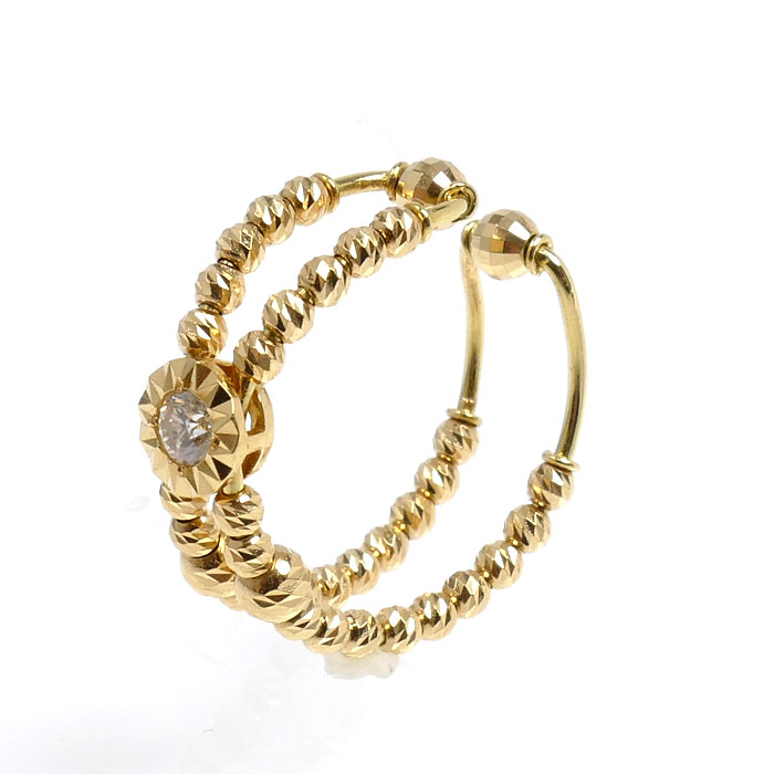 K18YG イエローゴールド イヤリング イヤーカフ ダイヤモンド0.10ct 1.8g レディース【中古】