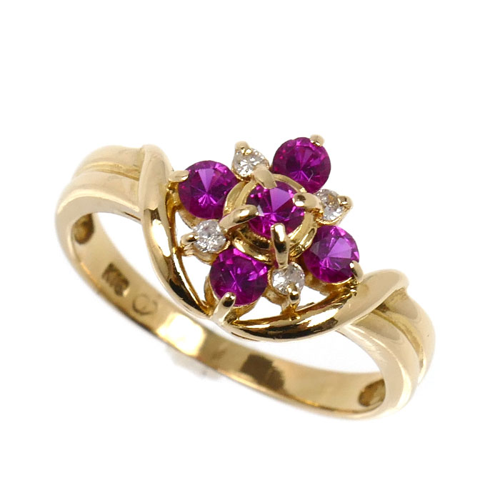 京セラ K18YG イエローゴールド クレサンベール リング・指輪 9.5号 2.2g 再結晶 レディース【中古】