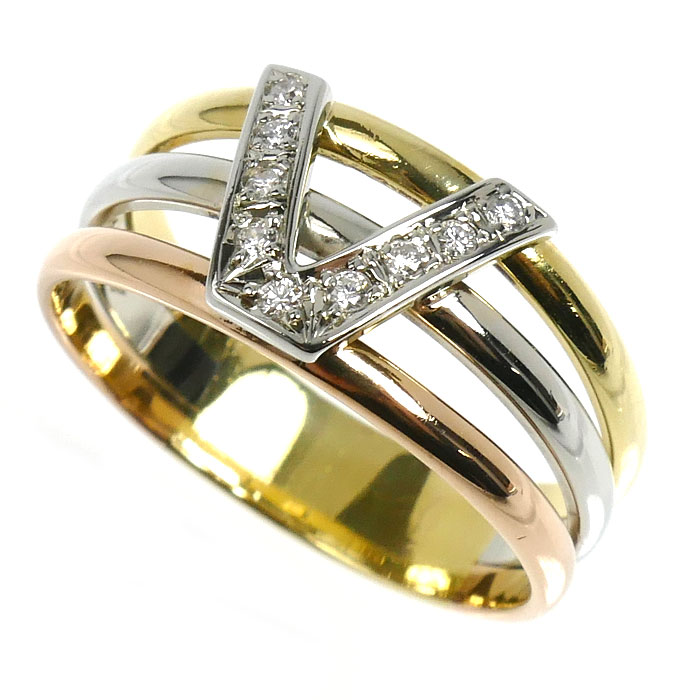 SEIKOジュエリー K18YG/PG/WG リング・指輪 ダイヤモンド 17号 4.9g レディース【中古】