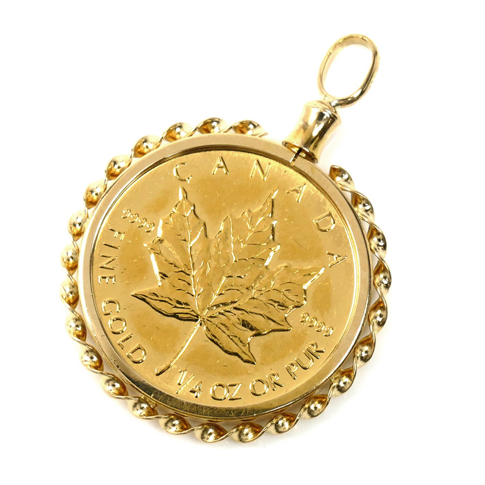 K24YG イエローゴールド K18YG イエローゴールド メイプルリーフ 1/40Z ペンダントトップ 9.4g 1992 ユニセックス【中古】