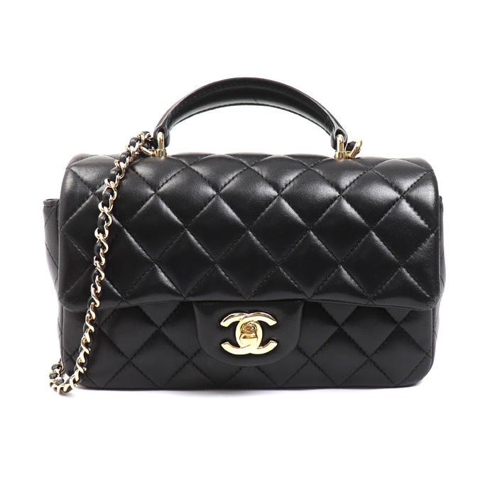 CHANEL シャネル トップハンドル ミニフラップバッグ 2Wayショルダーバッグ ブラック AS2431 レディース【中古】