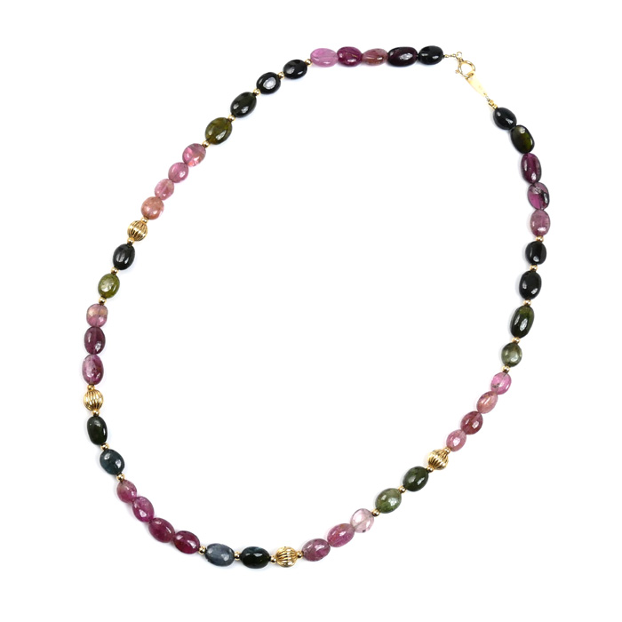 K18YG イエローゴールド マルチストーン ネックレス 16.5g 45cm レディース【中古】