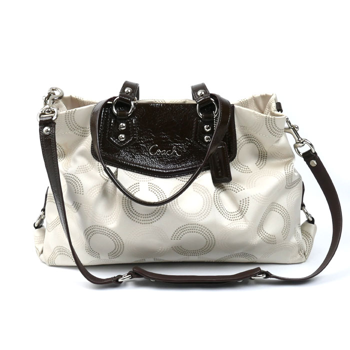 COACH コーチ オプアート 2Wayショルダーバッグ ベージュ ブラウン F20049 レディース【中古】