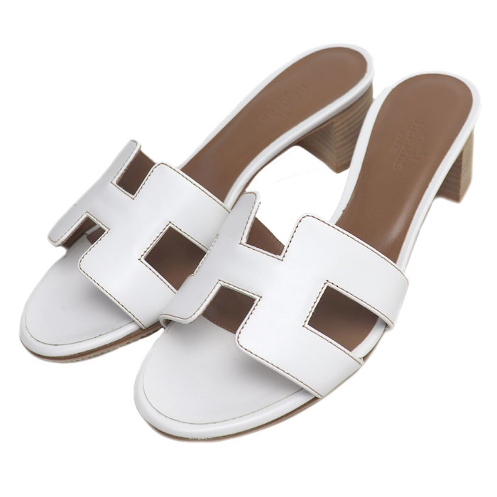 HERMES エルメス オアジス  サンダル ホワイト 35 1/2 レディース【中古】【美品】